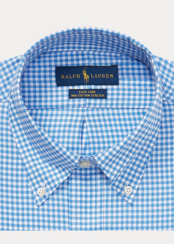 Koszule Ralph Lauren Custom Fit Gingham Dobby Shirt Męskie Niebieskie Białe | ZLKD6632