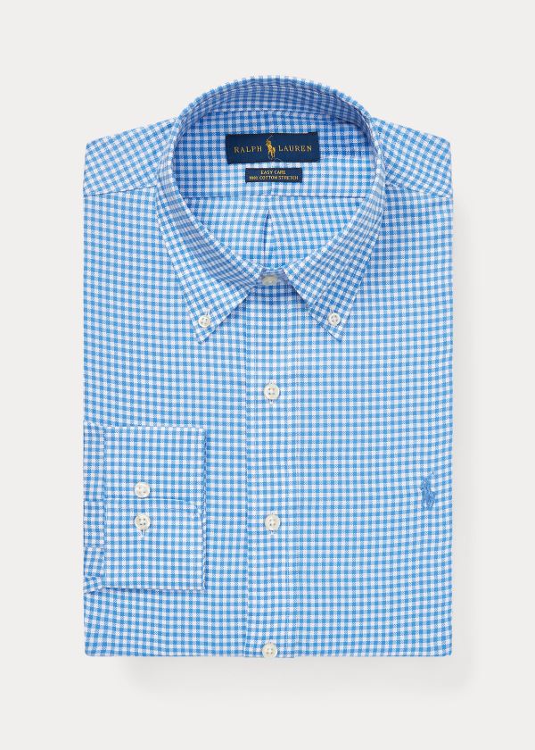 Koszule Ralph Lauren Custom Fit Gingham Dobby Shirt Męskie Niebieskie Białe | ZLKD6632