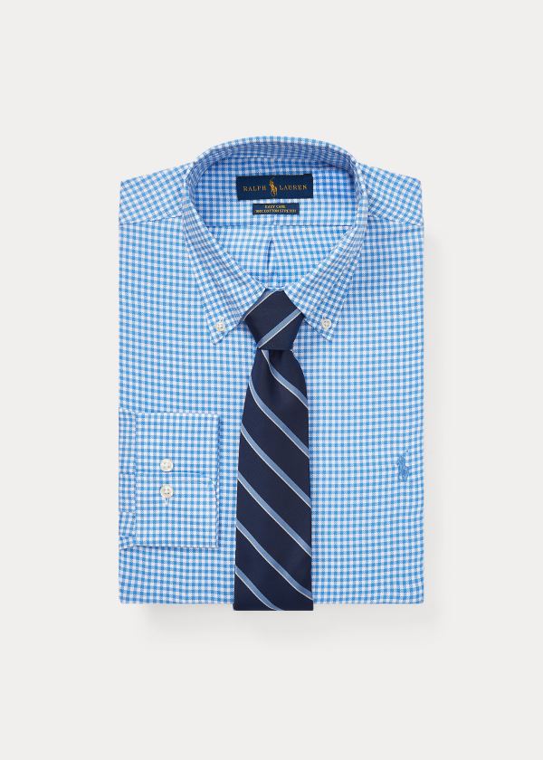 Koszule Ralph Lauren Custom Fit Gingham Dobby Shirt Męskie Niebieskie Białe | ZLKD6632