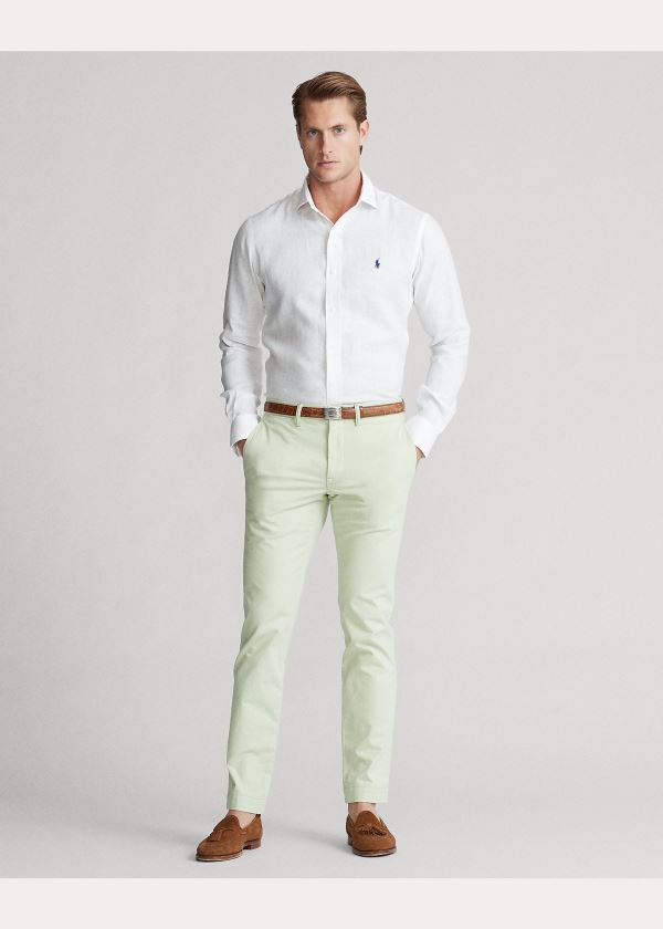 Koszule Ralph Lauren Custom Fit Linen Shirt Męskie Białe | JEUS3641