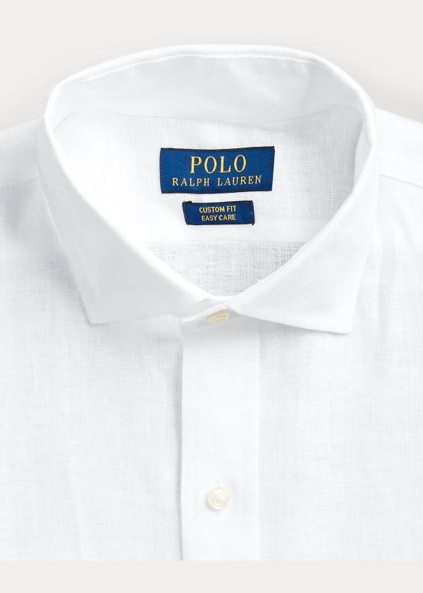 Koszule Ralph Lauren Custom Fit Linen Shirt Męskie Białe | JEUS3641