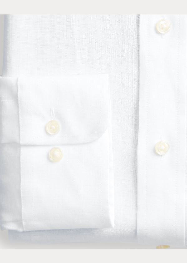 Koszule Ralph Lauren Custom Fit Linen Shirt Męskie Białe | JEUS3641