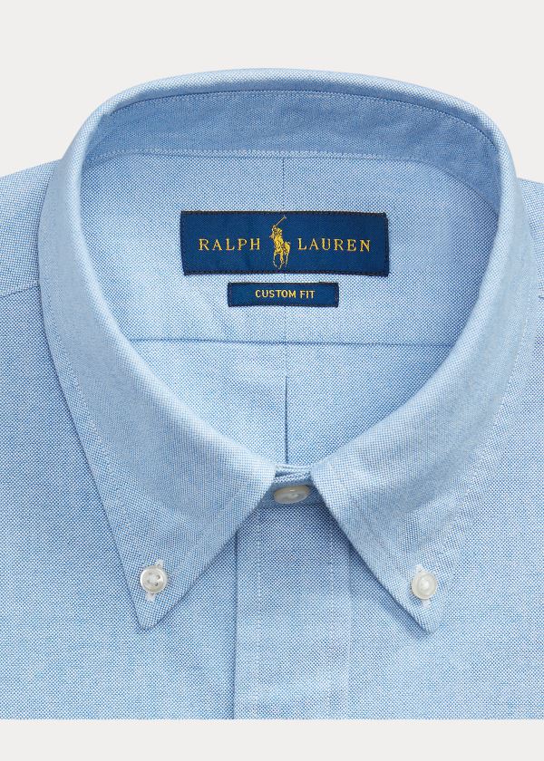 Koszule Ralph Lauren Custom Fit Oxford Shirt Męskie Niebieskie | BWGP2852