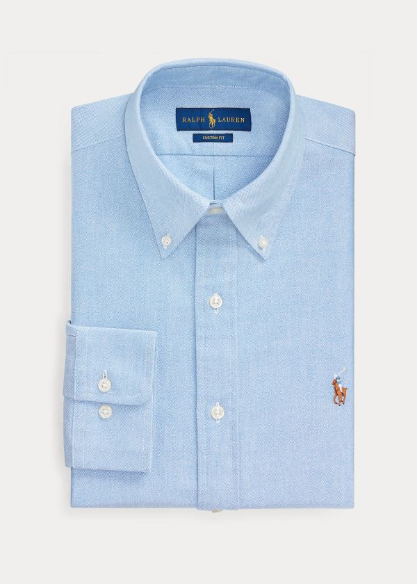 Koszule Ralph Lauren Custom Fit Oxford Shirt Męskie Niebieskie | BWGP2852