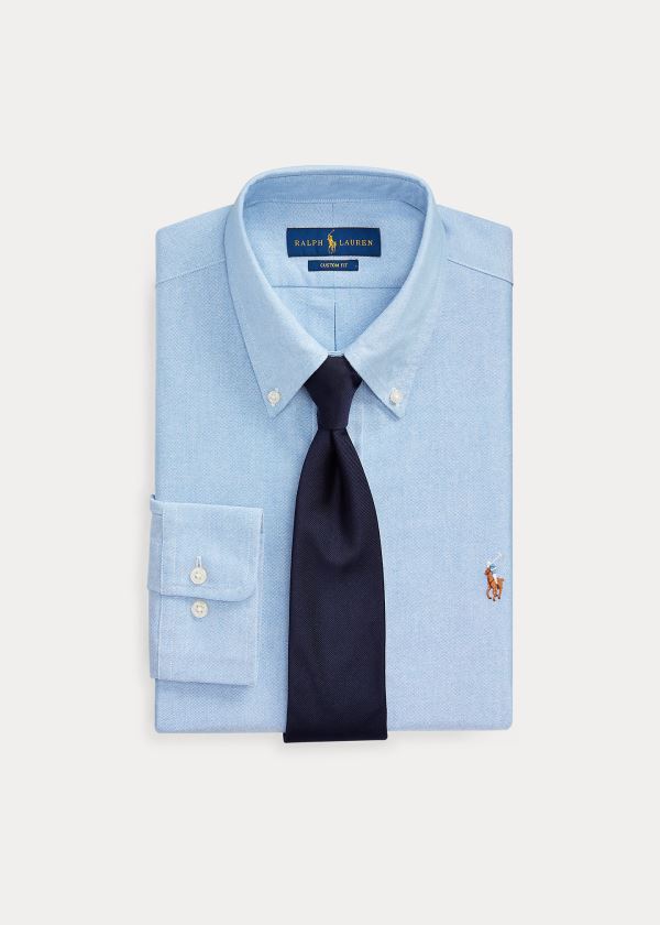 Koszule Ralph Lauren Custom Fit Oxford Shirt Męskie Niebieskie | BWGP2852