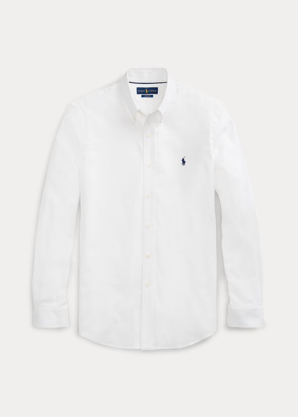 Koszule Ralph Lauren Custom Fit Performance Shirt Męskie Białe | YRNM9673