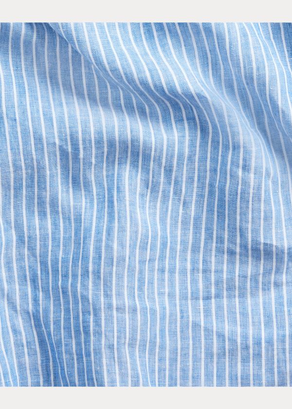 Koszule Ralph Lauren Custom Fit Striped Linen Shirt Męskie Niebieskie Białe | SGXT1690