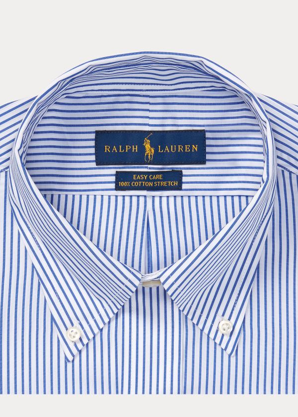 Koszule Ralph Lauren Custom Fit Striped Shirt Męskie Niebieskie Białe | PWQG0421