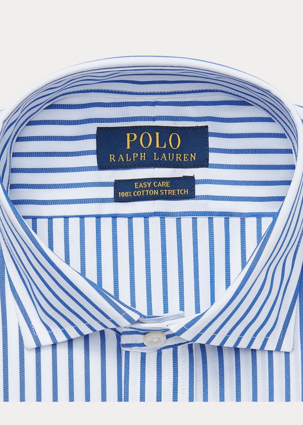 Koszule Ralph Lauren Custom Fit Striped Shirt Męskie Niebieskie Białe | JIMI8585