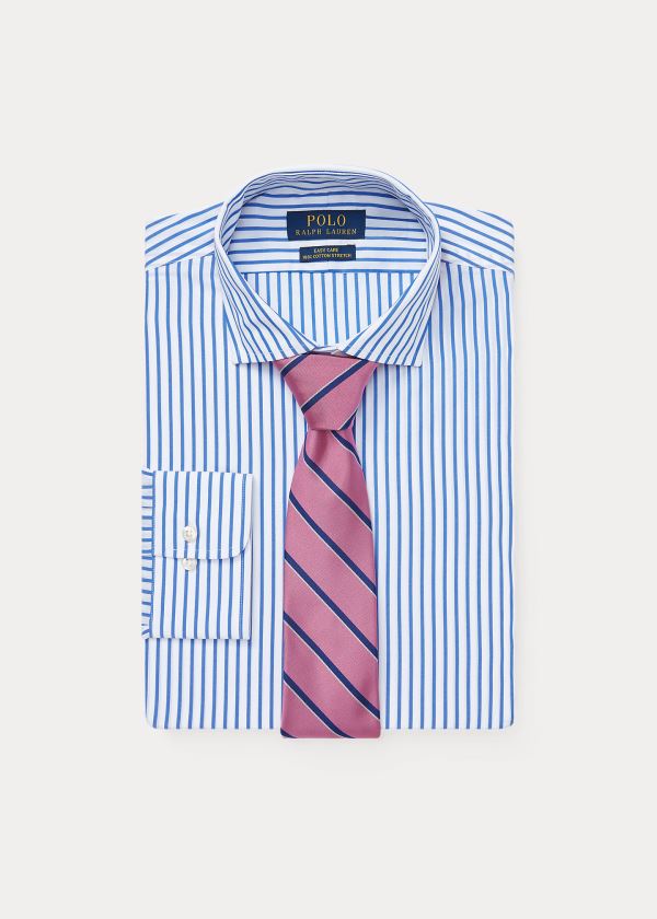 Koszule Ralph Lauren Custom Fit Striped Shirt Męskie Niebieskie Białe | JIMI8585