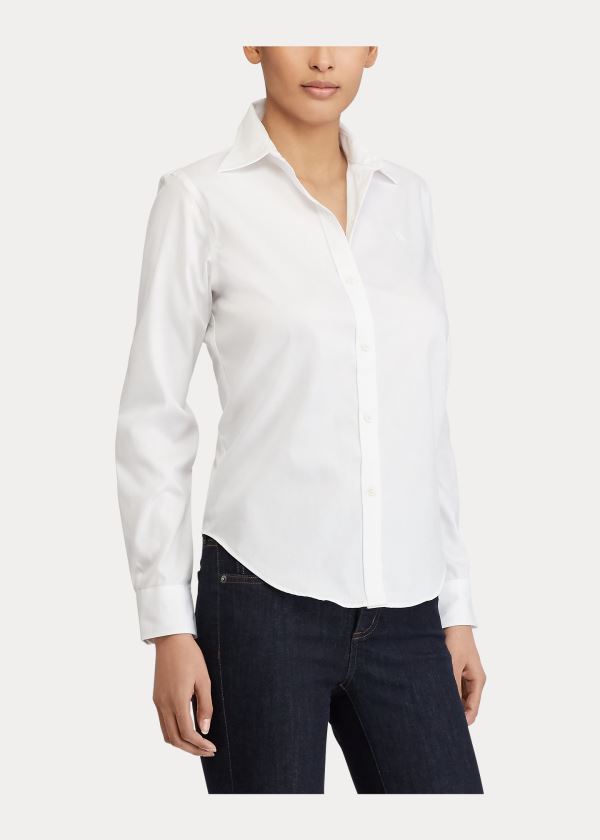 Koszule Ralph Lauren Easy Care Cotton Shirt Damskie Białe | CZVN6040