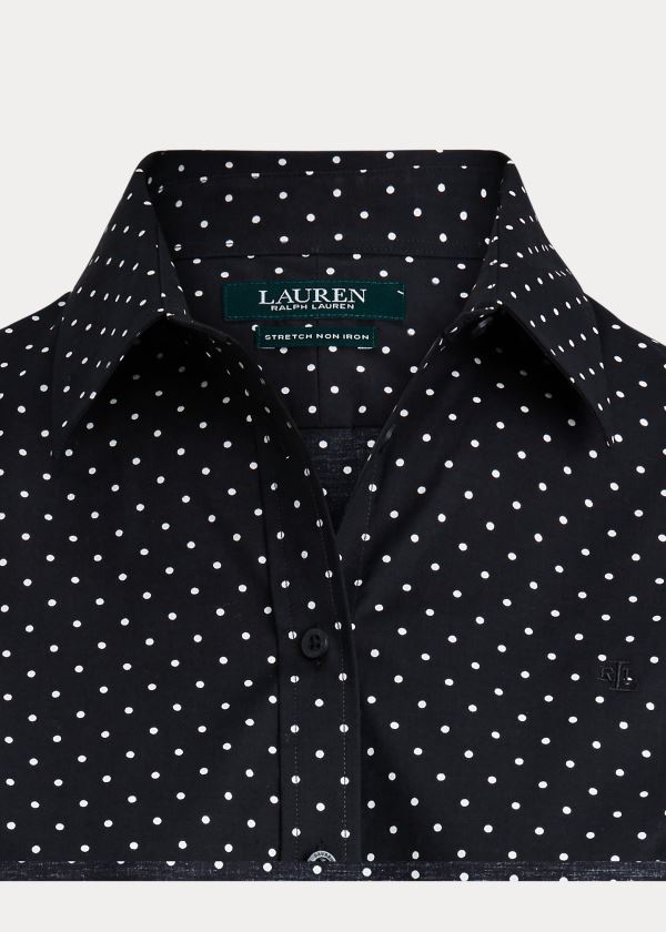 Koszule Ralph Lauren Easy Care Polka-Dot Shirt Damskie Czarne Kremowe | LPQA3362