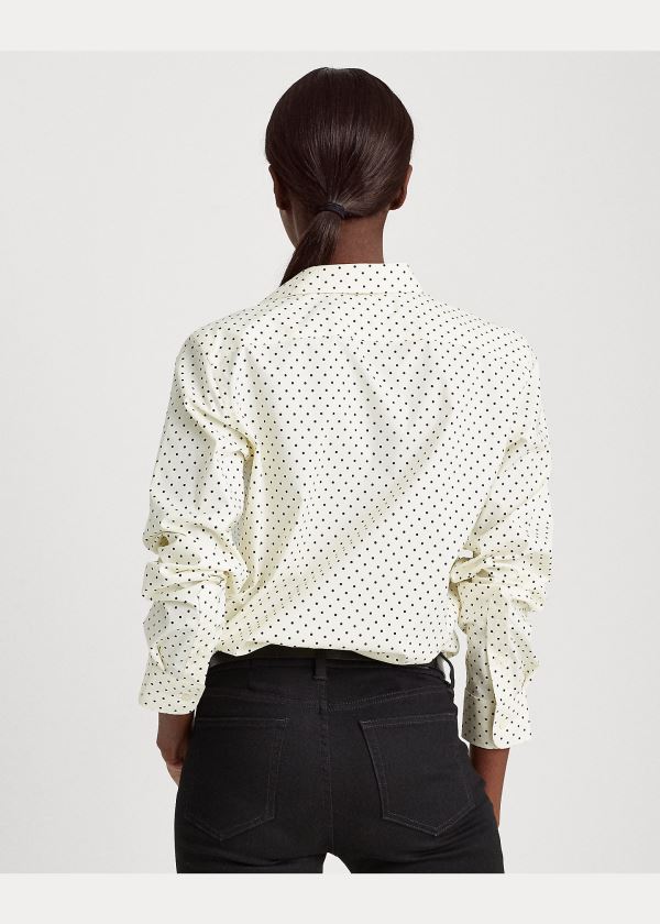 Koszule Ralph Lauren Easy Care Polka-Dot Shirt Damskie Kremowe Czarne | ZUXD6876