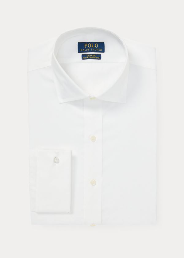 Koszule Ralph Lauren Easy Care Stretch Poplin Shirt with French Cuffs - All Fits Męskie Białe | BQYA3757