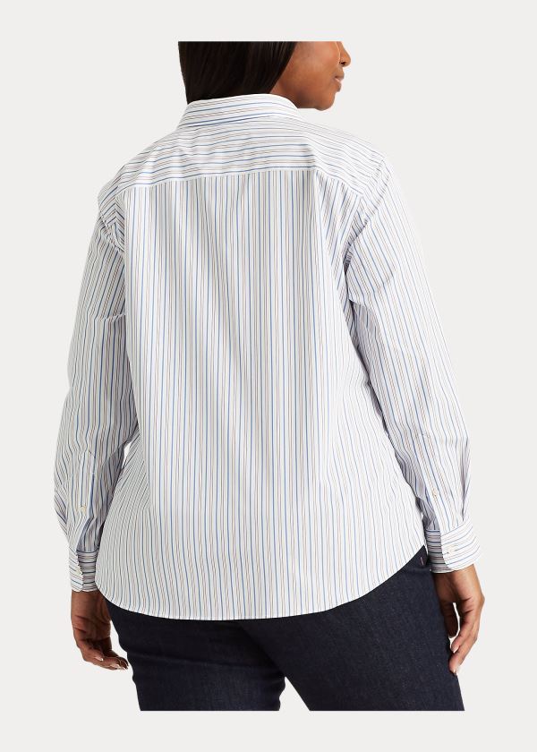 Koszule Ralph Lauren Easy Care Striped Shirt Damskie Białe Niebieskie Kolorowe | EMNM8458