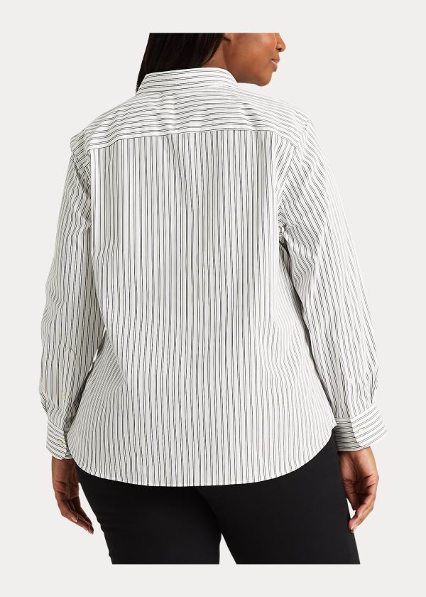 Koszule Ralph Lauren Easy Care Striped Shirt Damskie Białe Czarne | ERVZ4343