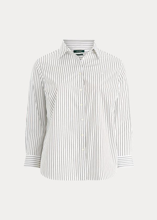 Koszule Ralph Lauren Easy Care Striped Shirt Damskie Białe Czarne | ERVZ4343