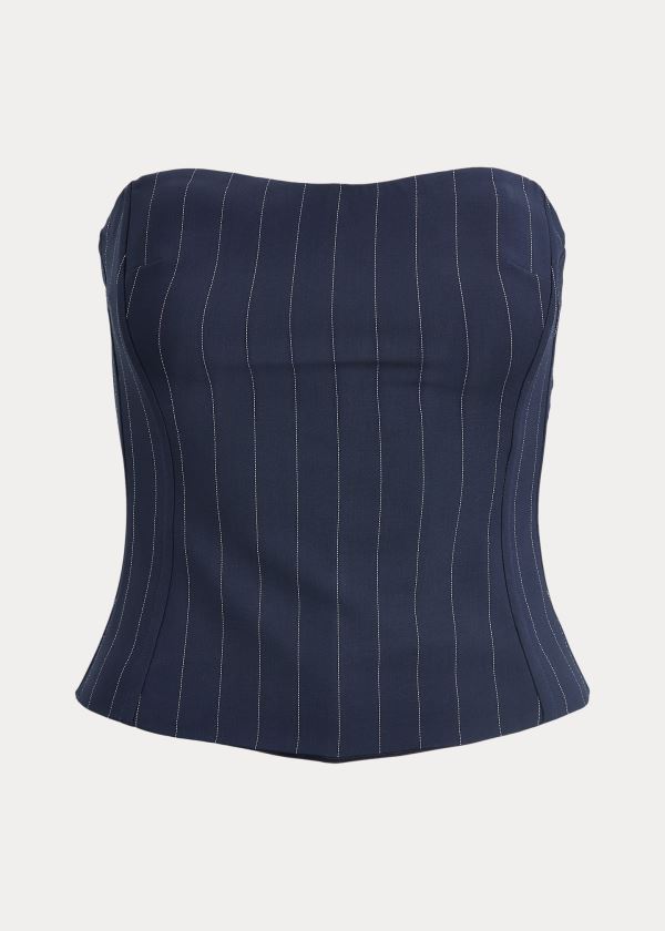 Koszule Ralph Lauren Eliza Striped Wool Bustier Damskie Granatowe Kremowe | DELT6562