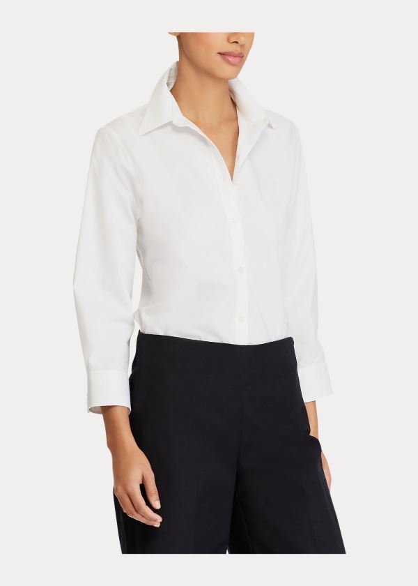 Koszule Ralph Lauren Embroidered Button-Down Shirt Damskie Białe | XBDF7765