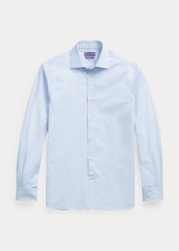 Koszule Ralph Lauren End-on-End Cotton Dress Shirt Męskie Głęboka Niebieskie | NZUK1498