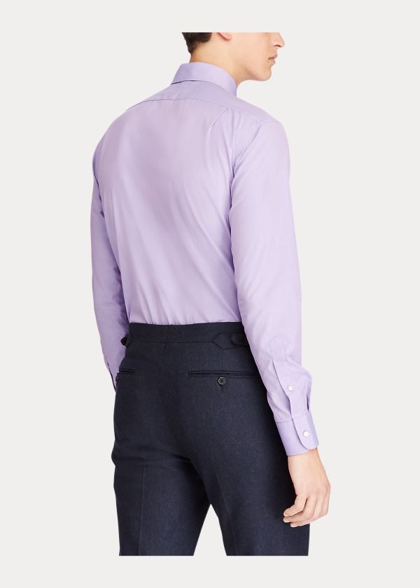 Koszule Ralph Lauren End-on-End Cotton Dress Shirt Męskie Fioletowe | MWCW2709