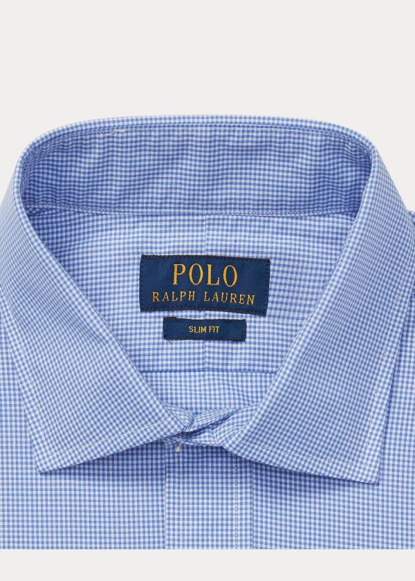 Koszule Ralph Lauren Estate Slim Gingham Shirt Męskie Niebieskie Białe | IQRY9383