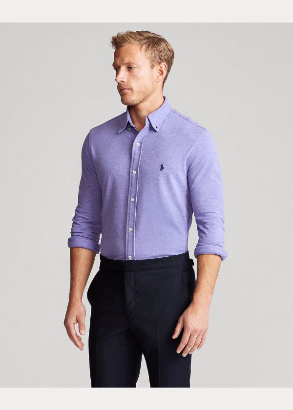 Koszule Ralph Lauren Featherweight Mesh Shirt Męskie Fioletowe | OSXI5645