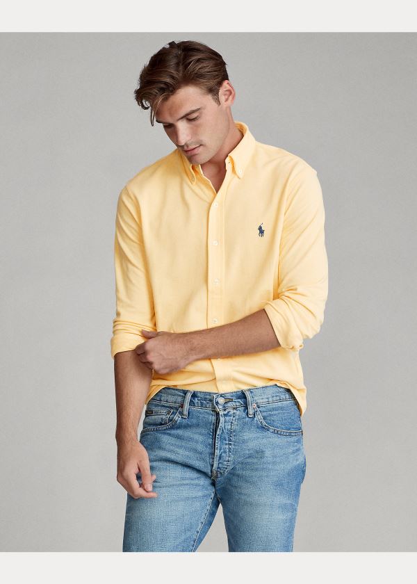 Koszule Ralph Lauren Featherweight Mesh Shirt Męskie Żółte | PIUJ8671