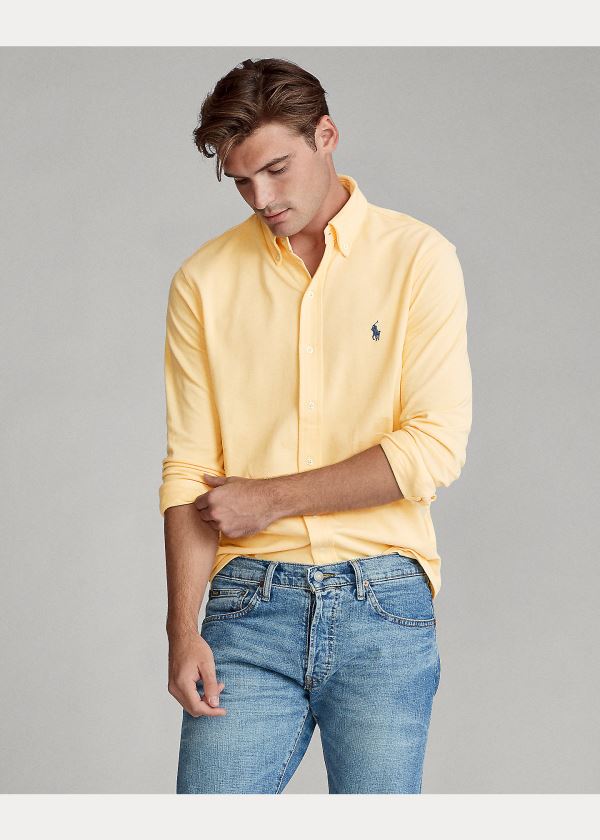 Koszule Ralph Lauren Featherweight Mesh Shirt Męskie Żółte | NEIH0891