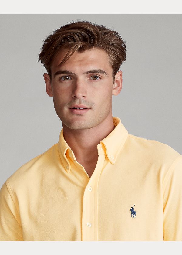 Koszule Ralph Lauren Featherweight Mesh Shirt Męskie Żółte | NEIH0891