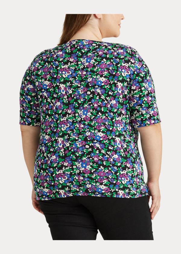 Koszule Ralph Lauren Floral Cotton-Blend Top Damskie Czarne Kolorowe | BZIK2111