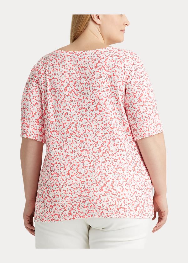 Koszule Ralph Lauren Floral Cotton-Blend Top Damskie Czerwone Kolorowe | FKHM1736