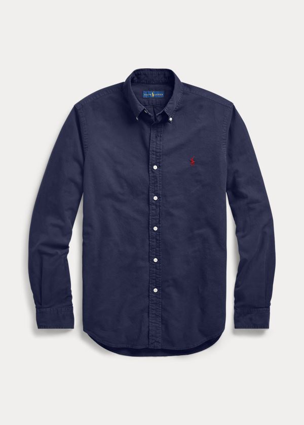 Koszule Ralph Lauren Garment-Dyed Oxford Shirt - All Fits Męskie Granatowe | OUUF1187