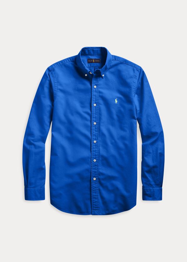 Koszule Ralph Lauren Garment-Dyed Oxford Shirt Męskie Królewski Niebieski Niebieskie | RCXP5784