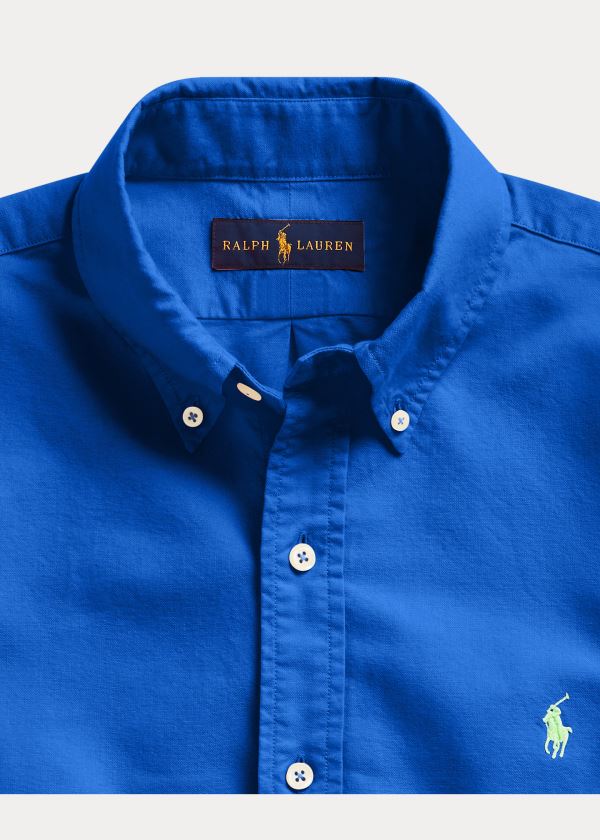 Koszule Ralph Lauren Garment-Dyed Oxford Shirt Męskie Królewski Niebieski Niebieskie | RCXP5784