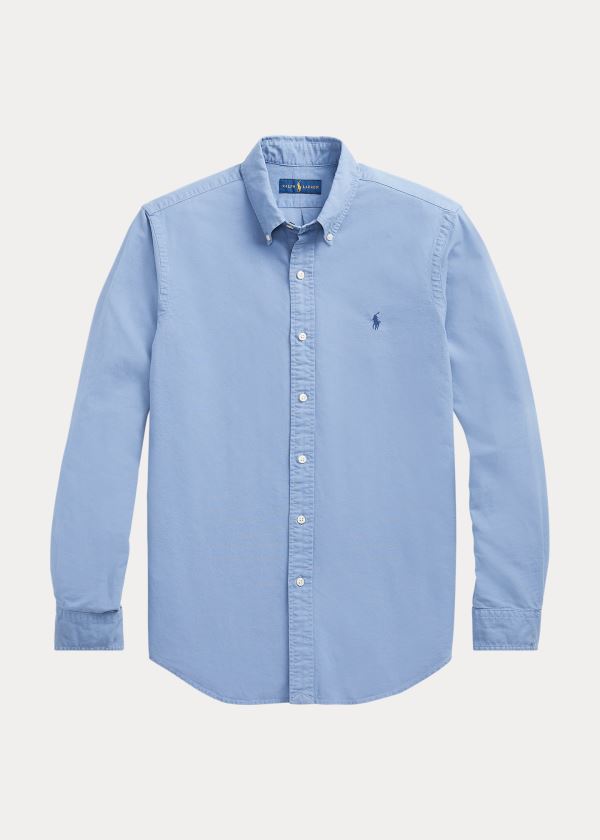 Koszule Ralph Lauren Garment-Dyed Oxford Shirt Męskie Niebieskie | EWXX1176