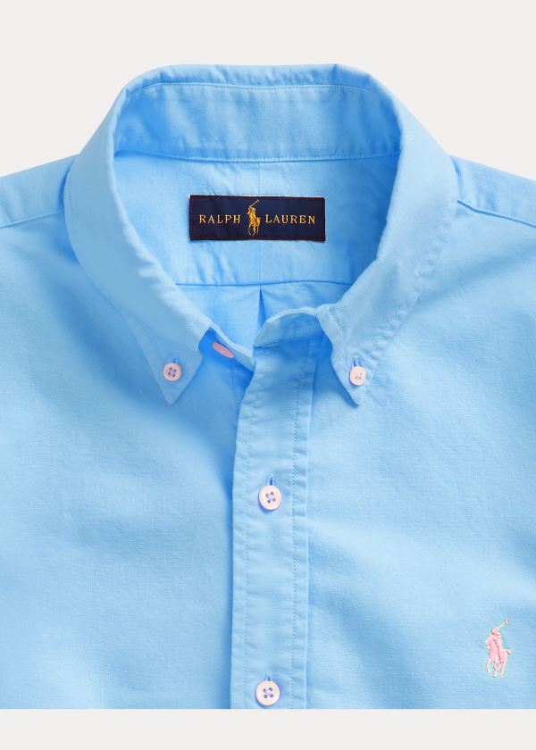 Koszule Ralph Lauren Garment-Dyed Oxford Shirt Męskie Niebieskie | JTBR1335