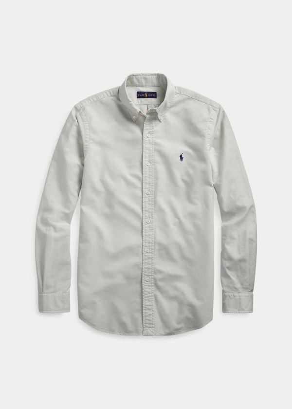 Koszule Ralph Lauren Garment-Dyed Oxford Shirt Męskie Szare | HJSY9849