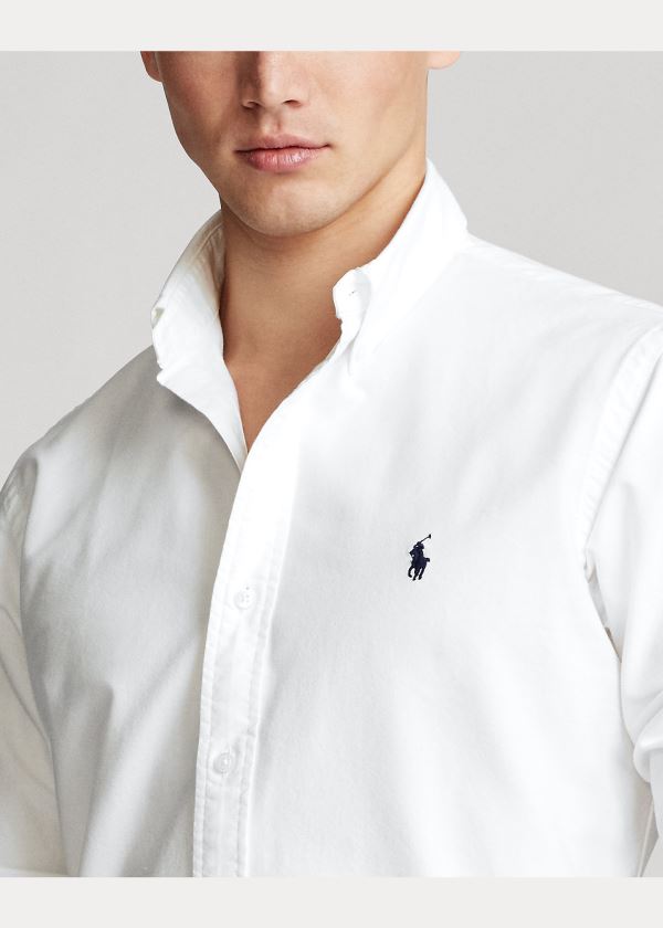 Koszule Ralph Lauren Garment-Dyed Oxford Shirt Męskie Białe | XVDU6206