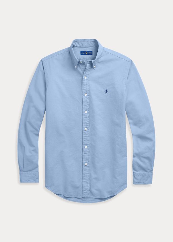 Koszule Ralph Lauren Garment-Dyed Oxford Shirt Męskie Niebieskie | HCTT0940