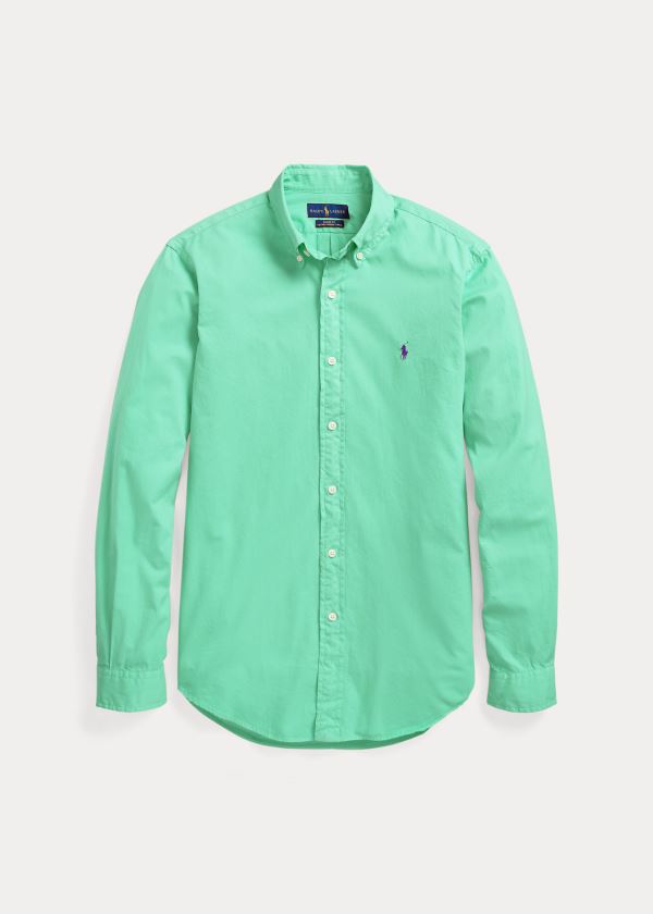 Koszule Ralph Lauren Garment-Dyed Oxford Shirt Męskie Zielone | HDDY5020