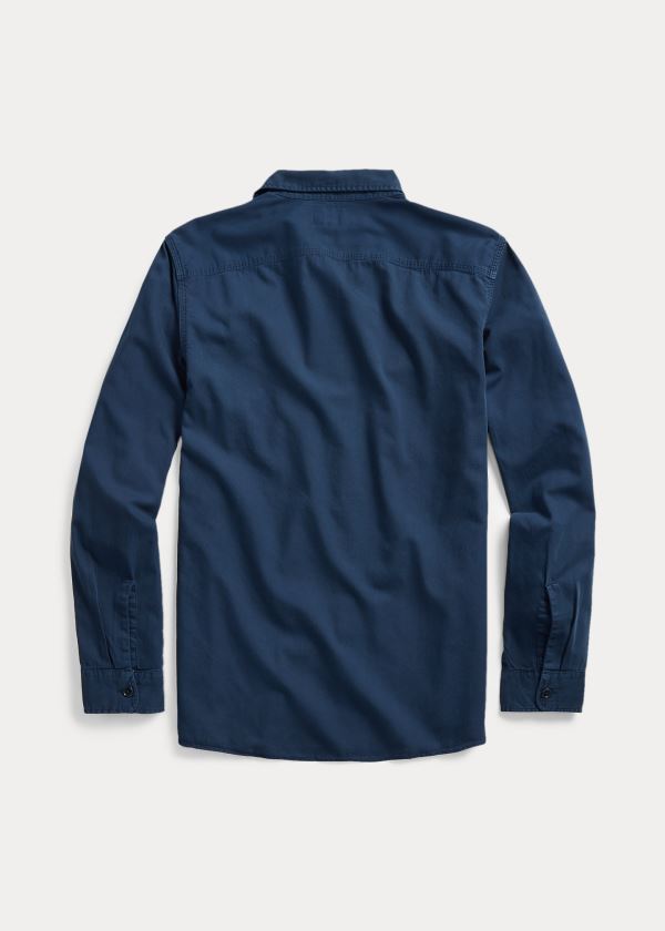 Koszule Ralph Lauren Garment-Dyed Twill Workshirt Męskie Granatowe | FCQX9021