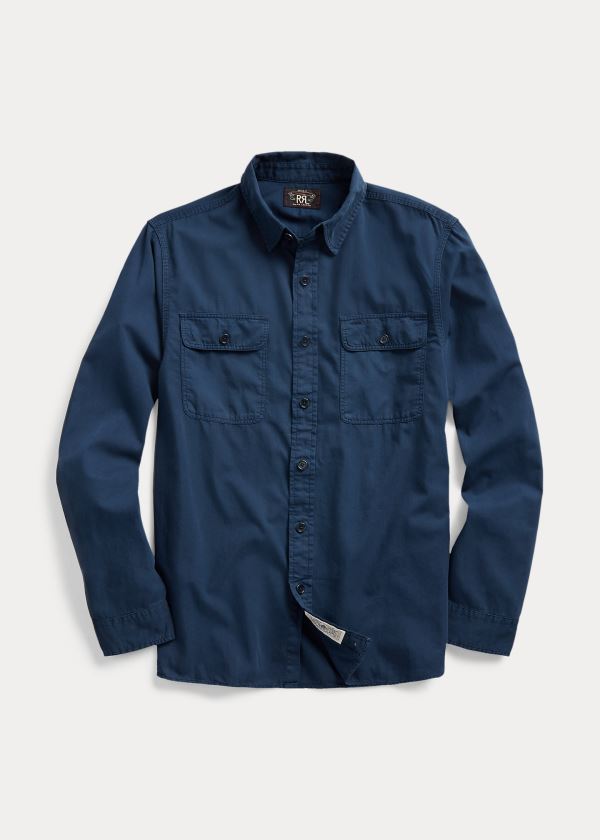 Koszule Ralph Lauren Garment-Dyed Twill Workshirt Męskie Granatowe | FCQX9021