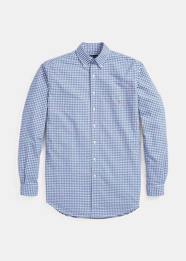 Koszule Ralph Lauren Gingham Oxford Shirt Męskie Niebieskie Białe | LOEM8092