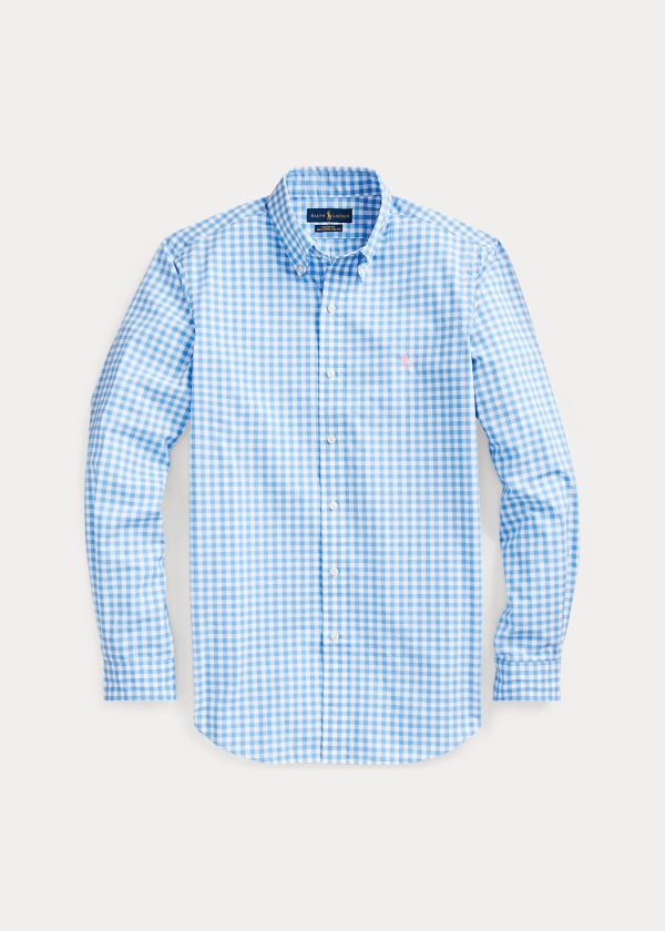 Koszule Ralph Lauren Gingham Poplin Shirt Męskie Głęboka Niebieskie Białe | HILE8060