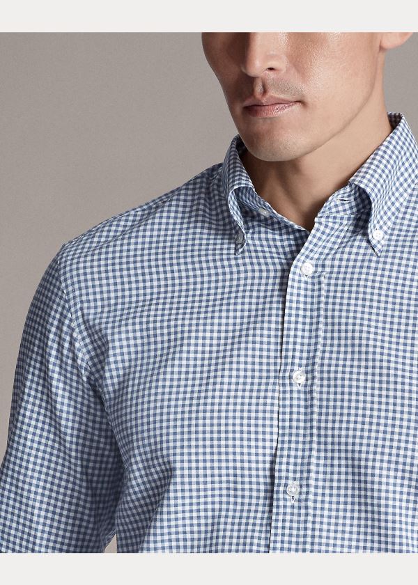 Koszule Ralph Lauren Gingham Shirt Męskie Niebieskie | EJMB8693