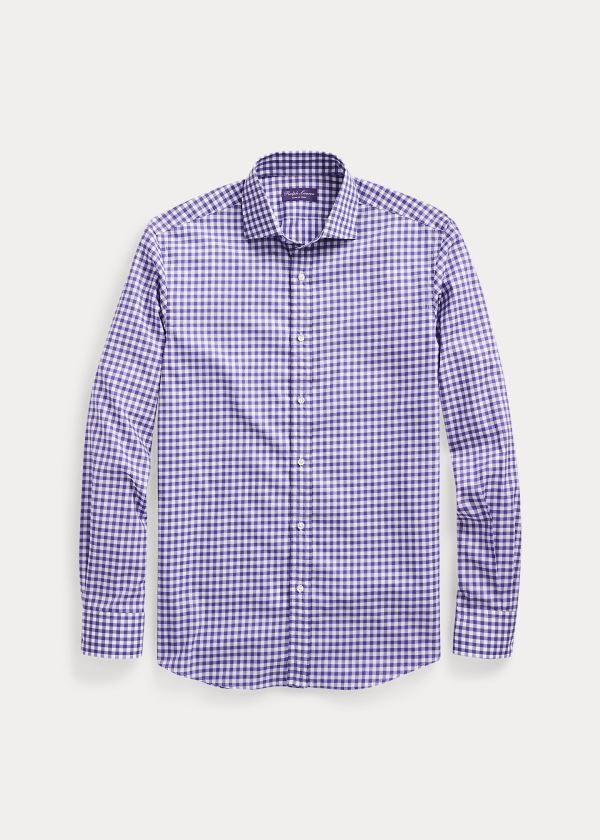 Koszule Ralph Lauren Gingham Twill Shirt Męskie Fioletowe | EWDJ8867