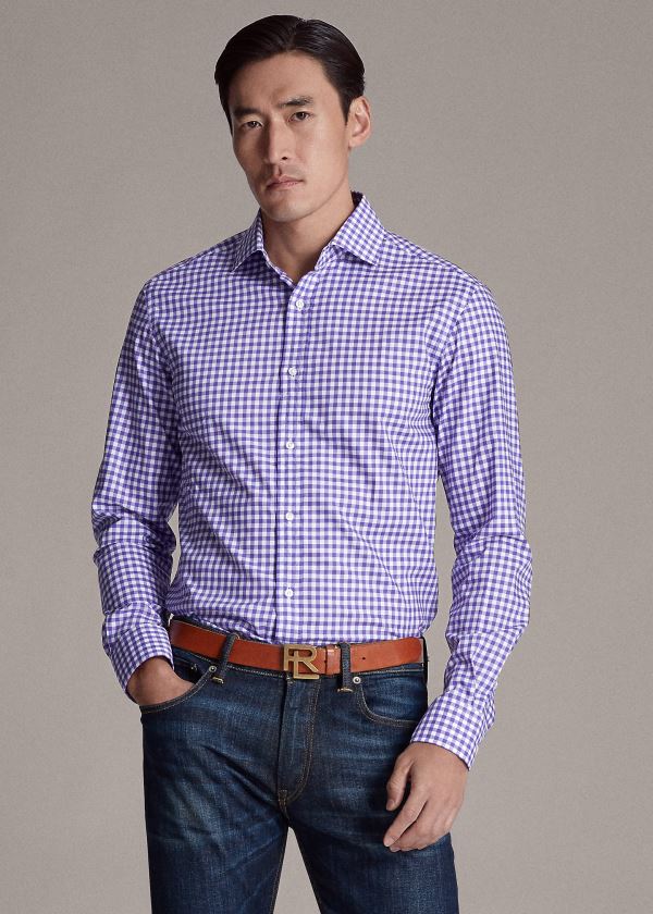 Koszule Ralph Lauren Gingham Twill Shirt Męskie Fioletowe | EWDJ8867