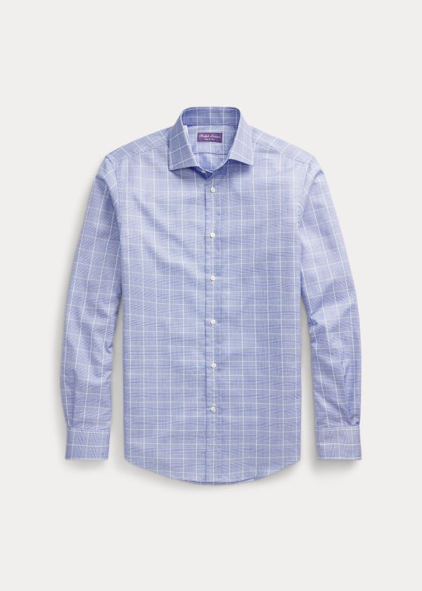 Koszule Ralph Lauren Glen Plaid Twill Shirt Męskie Niebieskie | GUXU0081