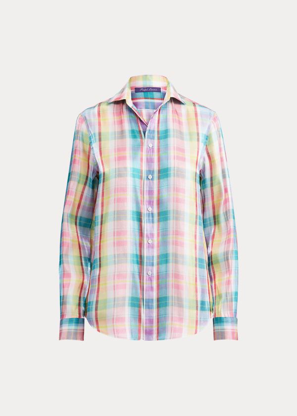 Koszule Ralph Lauren Hannah Madras Shirt Damskie Żółte Fioletowe Kolorowe | ENLD2776